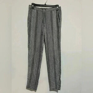 Vince Womens 100% Silk Pull on Drawstring Pants with pockets Blue/Gray Print XS